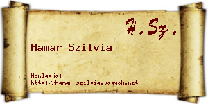Hamar Szilvia névjegykártya